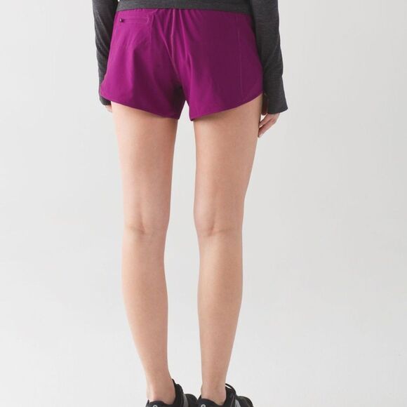 Lululemon Hotty Hot Shorts Sz 4 High Rise 4" Pink Fuschia Drawstring Run Pocket - Picture 8 of 10